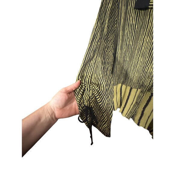 Ali Miles Womens 3X Black & Yellow Button-Front Striped Tunic Blouse Loose Fit - Picture 5 of 6